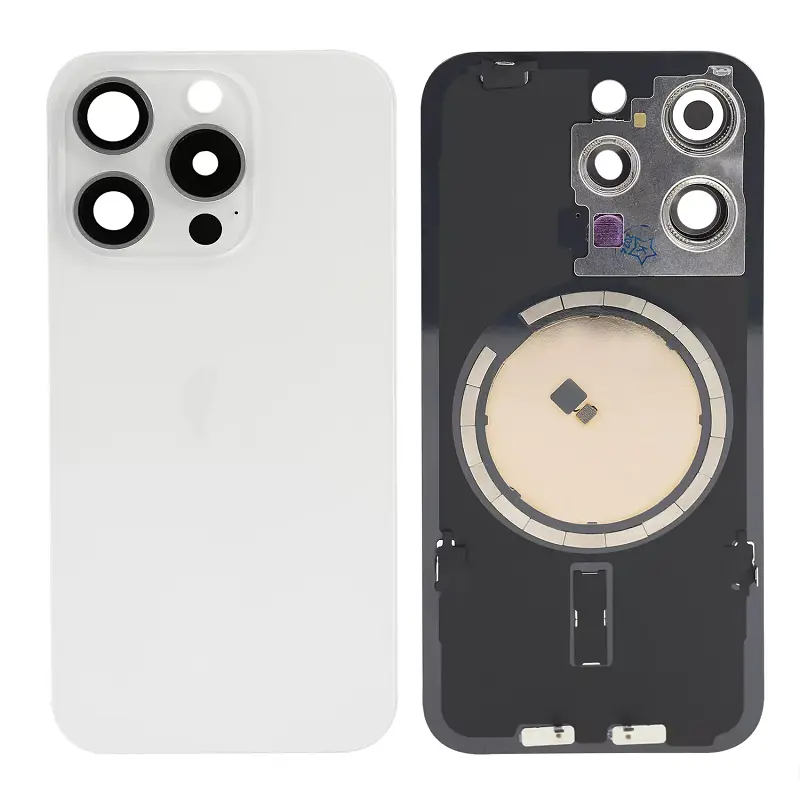 Iphone 15 pro max back glass with MagSafe – White(HQ)